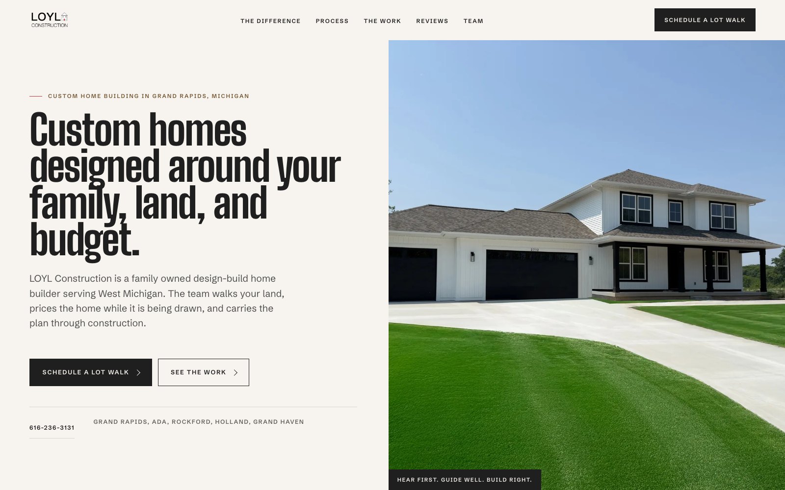 The new LOYL Construction homepage concept