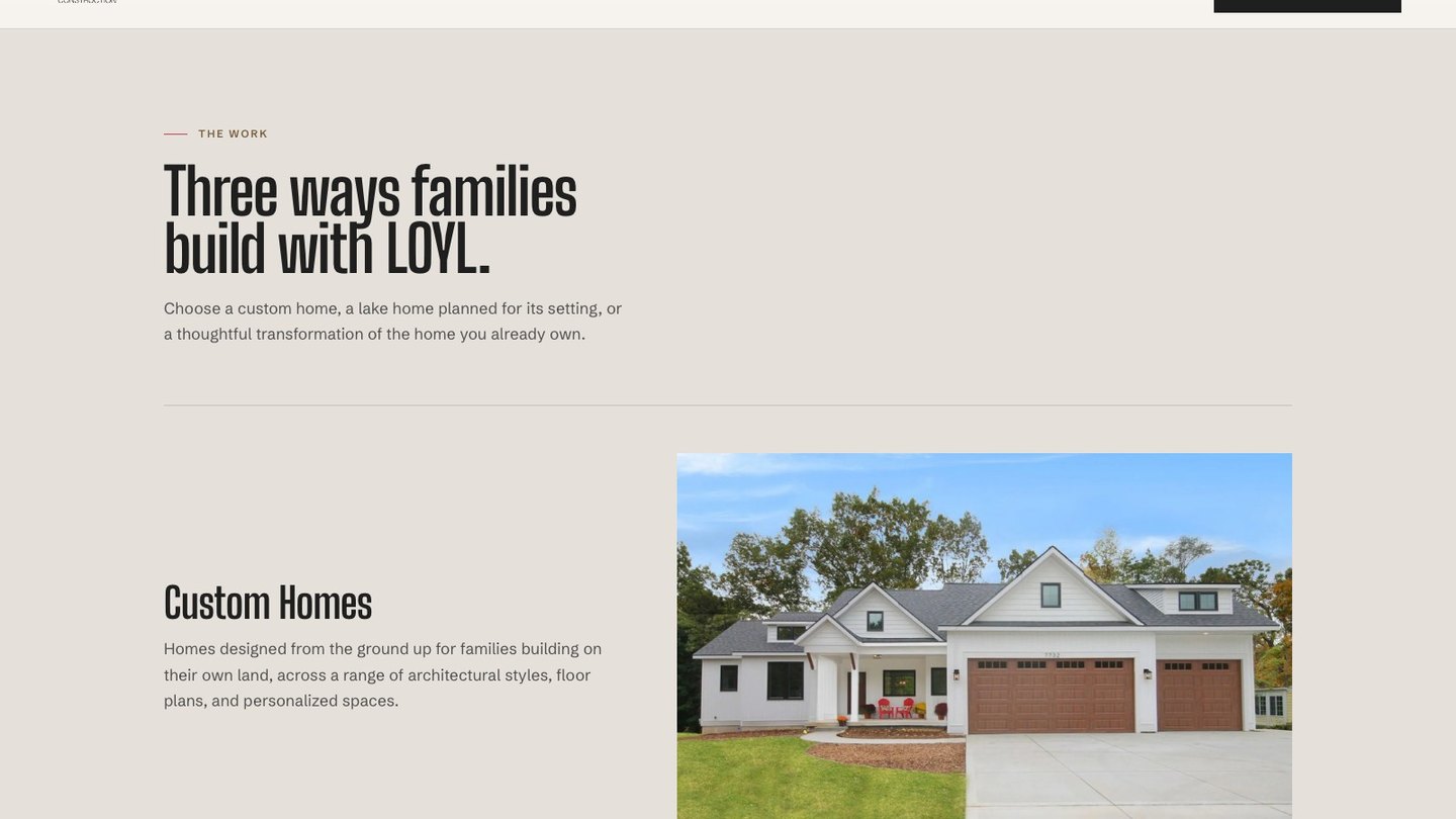 The work section of the new homepage