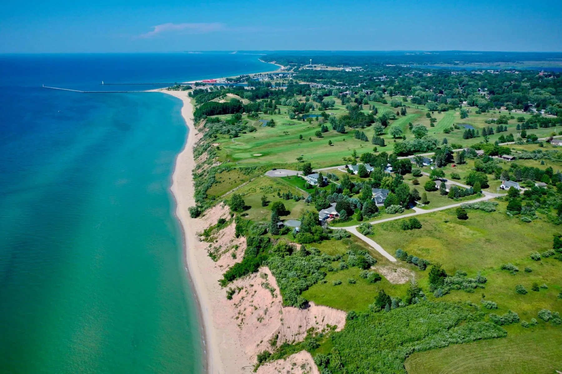 Waterfront property along the shoreline
